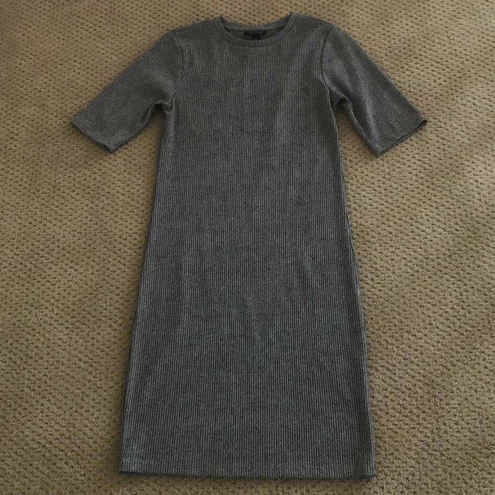 Topshop grey ribbed dress - Picture 2 of 4